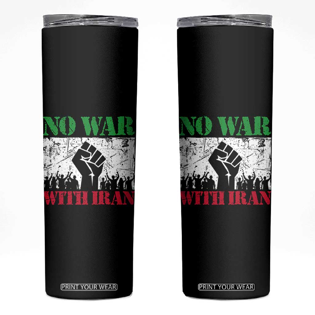 No War With Iran Skinny Tumbler Free Iran Peace Seeker Gift TS12 Black Print Your Wear