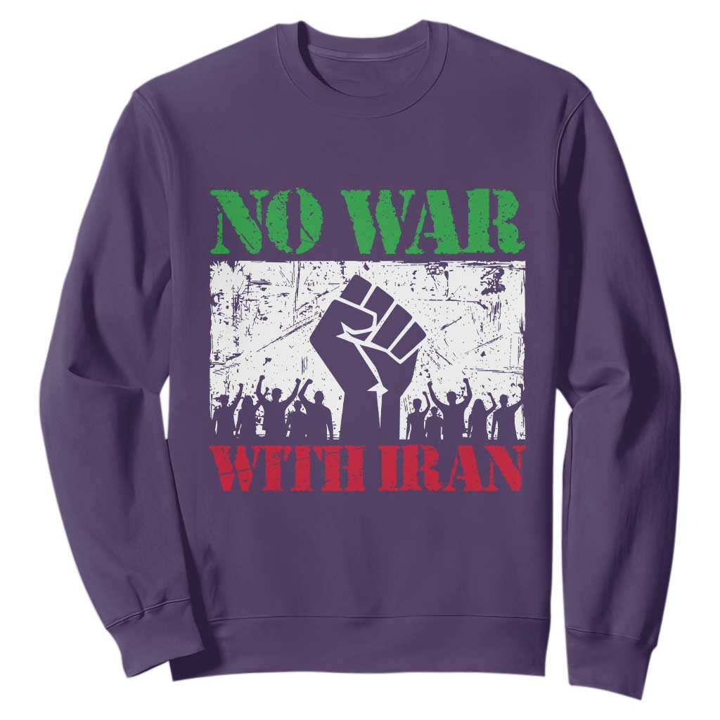 No War With Iran Sweatshirt Free Iran Peace Seeker Gift TS12 Purple Print Your Wear