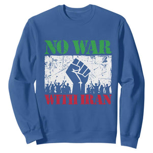 No War With Iran Sweatshirt Free Iran Peace Seeker Gift TS12 Royal Blue Print Your Wear