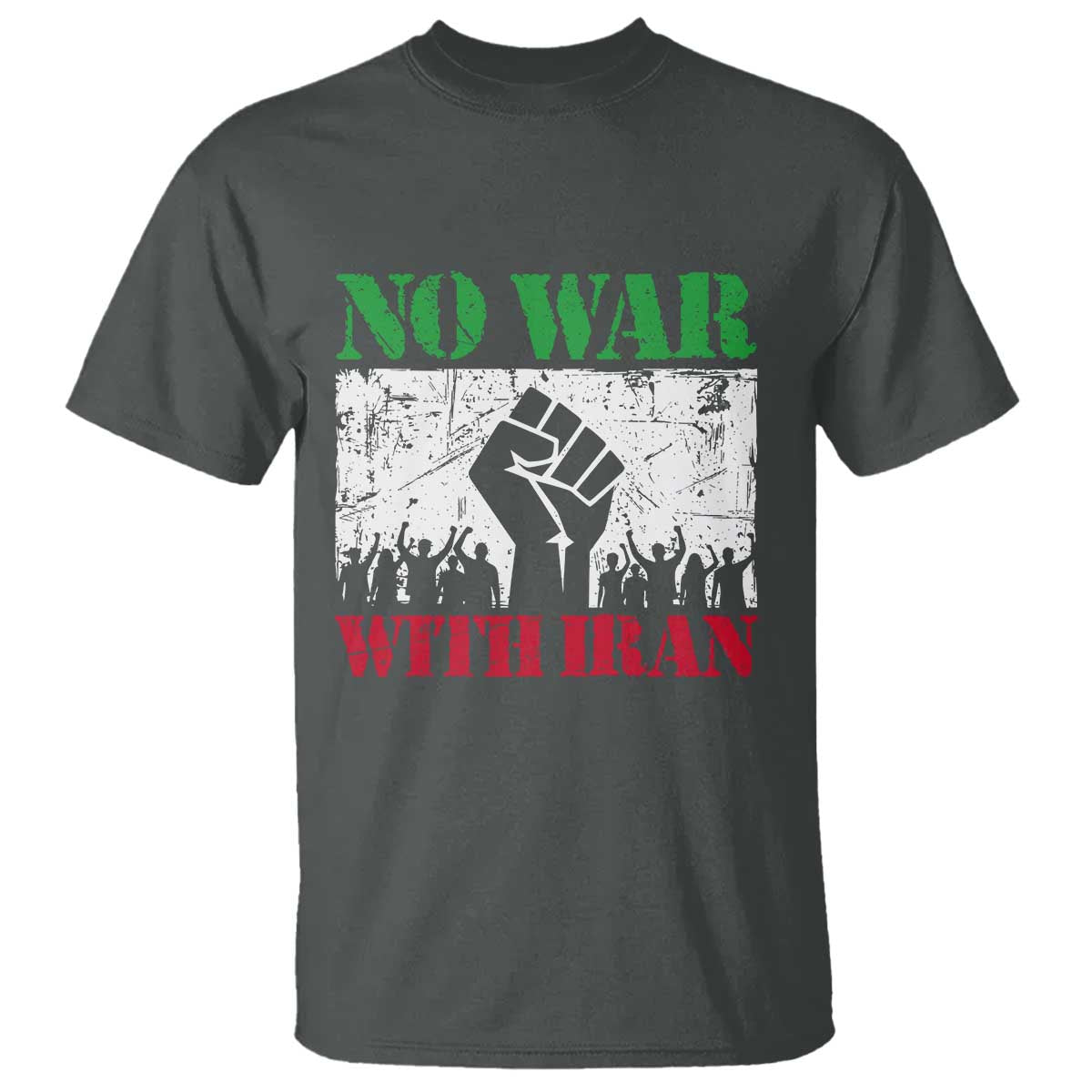 No War With Iran T Shirt Free Iran Peace Seeker Gift TS12 Dark Heather Print Your Wear