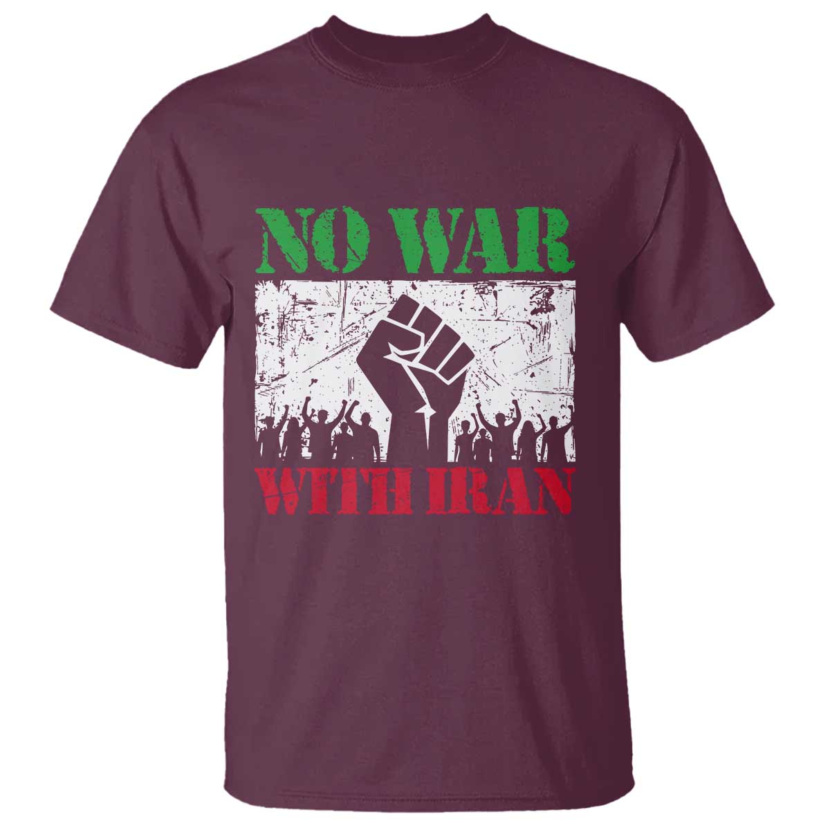 No War With Iran T Shirt Free Iran Peace Seeker Gift TS12 Maroon Print Your Wear