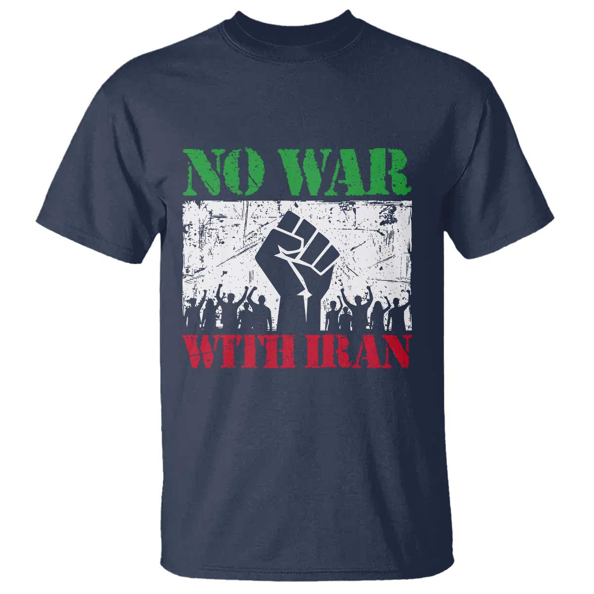 No War With Iran T Shirt Free Iran Peace Seeker Gift TS12 Navy Print Your Wear