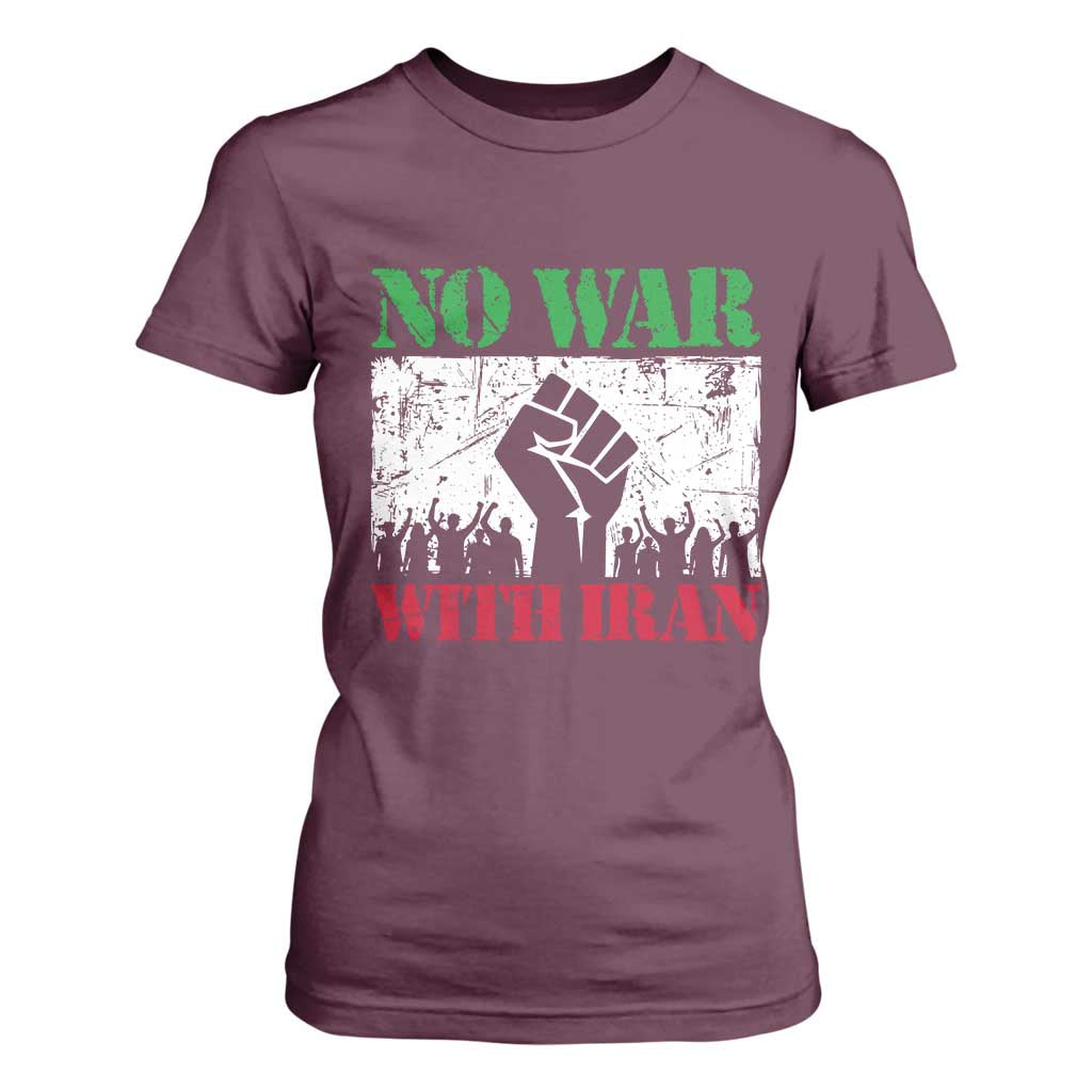 No War With Iran T Shirt For Women Free Iran Peace Seeker Gift TS12 Maroon Print Your Wear