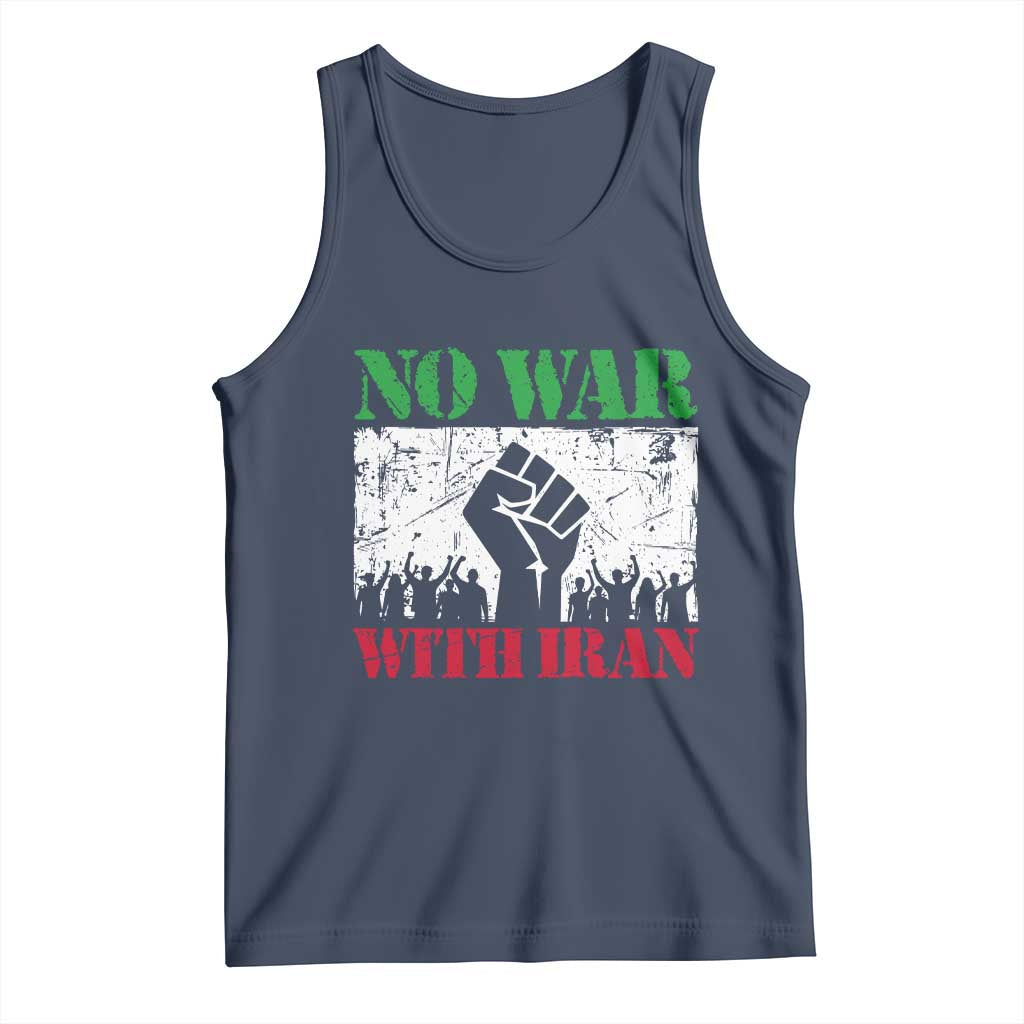 No War With Iran Tank Top Free Iran Peace Seeker Gift TS12 Navy Print Your Wear