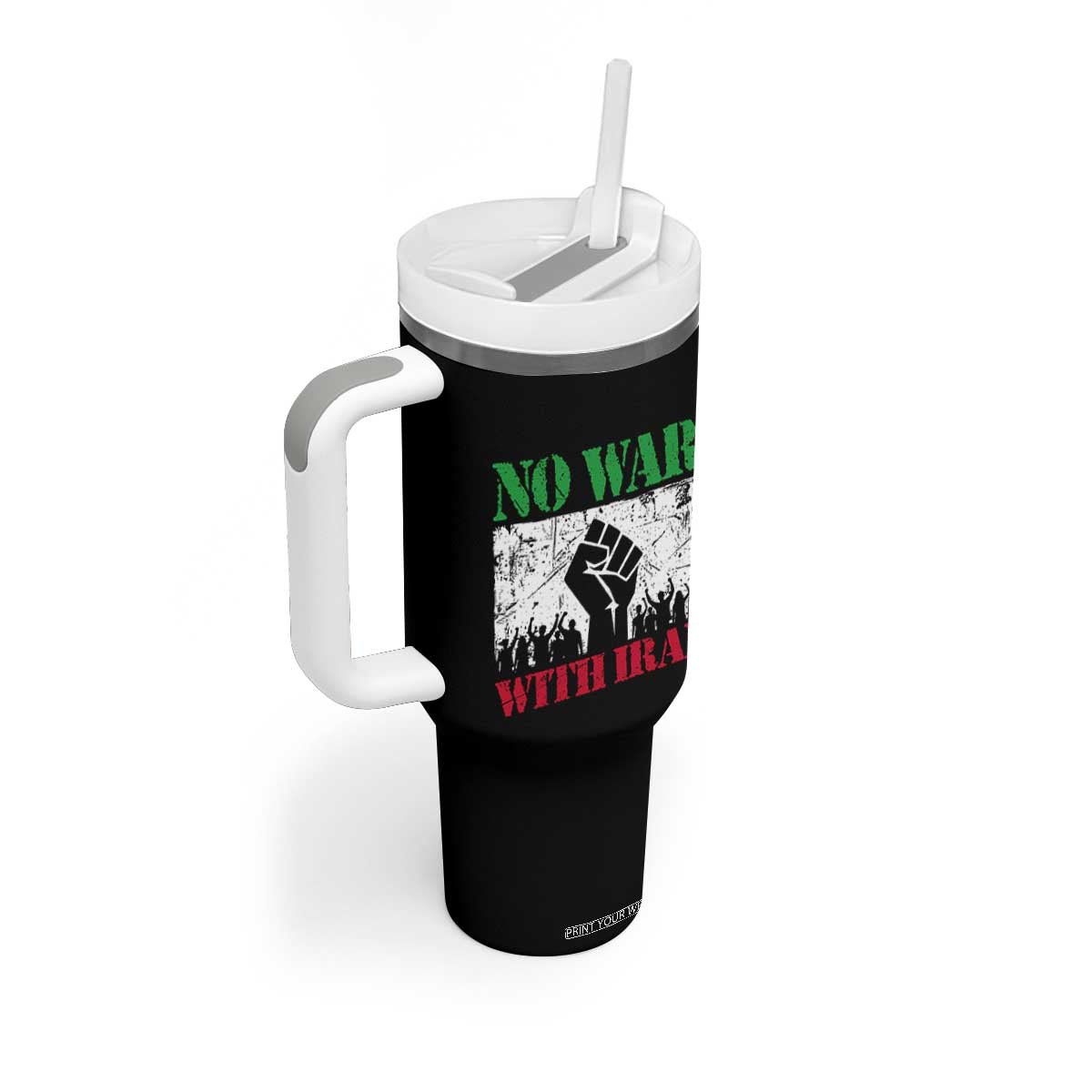 No War With Iran Tumbler With Handle Free Iran Peace Seeker Gift TS12 Print Your Wear