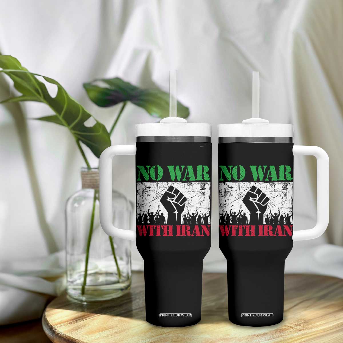 No War With Iran Tumbler With Handle Free Iran Peace Seeker Gift TS12 Print Your Wear