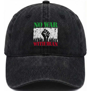 No War With Iran Washed Cotton Baseball Cap Free Iran Peace Seeker Gift TS12 Print Your Wear