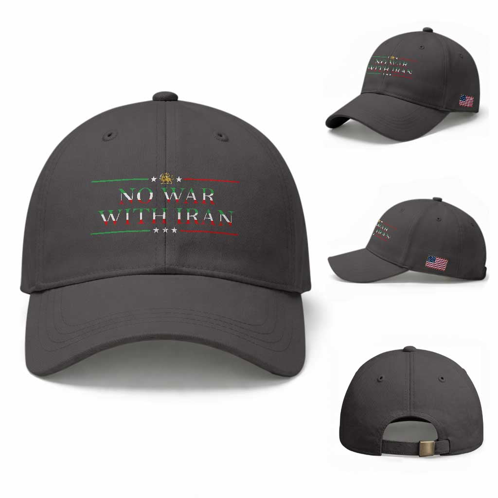 No War With Iran Peace Statement Gift Baseball Cap TS12 Baseball Cap Universal Fit Dark Gray Print Your Wear