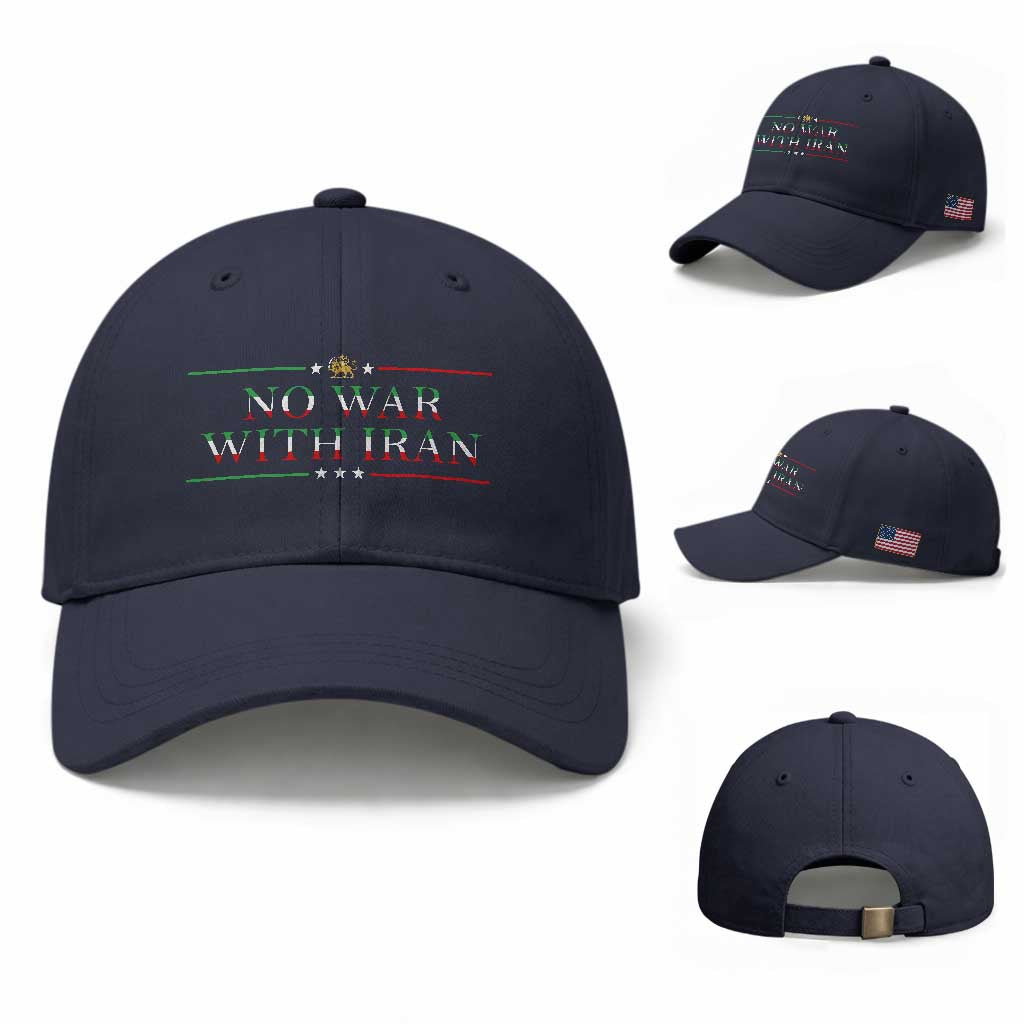 No War With Iran Peace Statement Gift Baseball Cap TS12 Baseball Cap Universal Fit Navy Print Your Wear