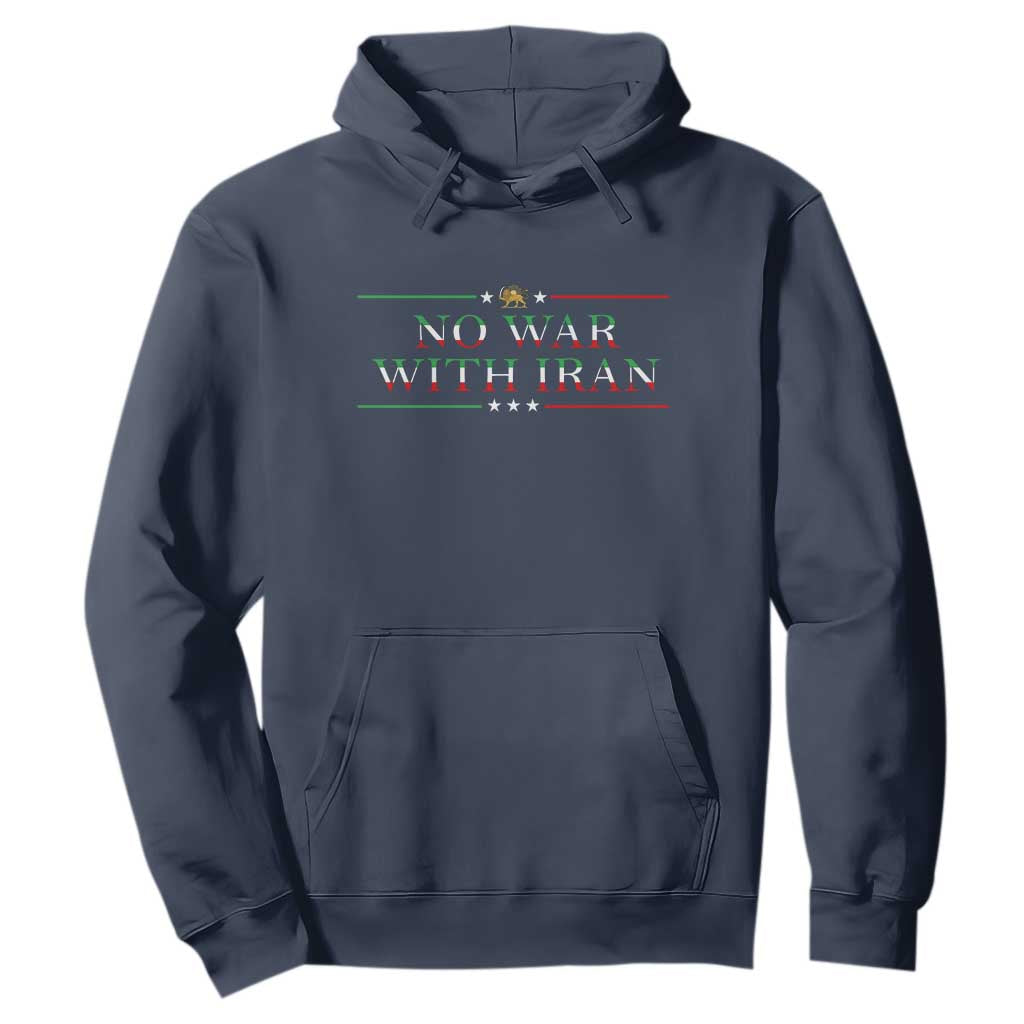 No War With Iran Peace Statement Gift Hoodie TS12 Navy Print Your Wear