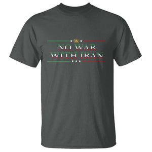 No War With Iran Peace Statement Gift T Shirt TS12 Dark Heather Print Your Wear