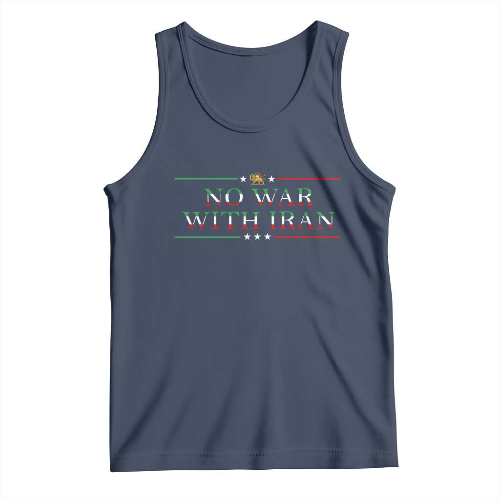 No War With Iran Peace Statement Gift Tank Top TS12 Navy Print Your Wear