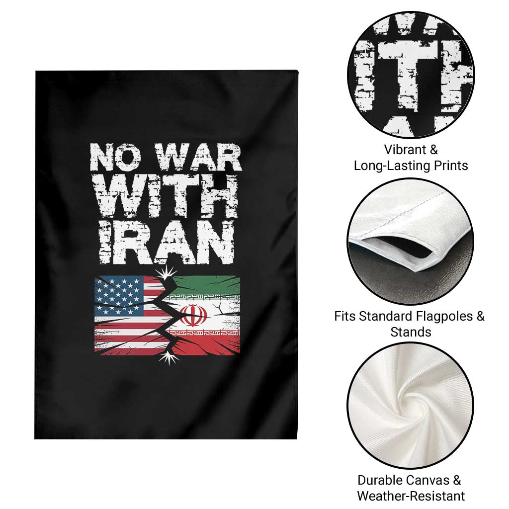 No War With Iran Garden Flag Support Iranian People Peace TS12 Print Your Wear