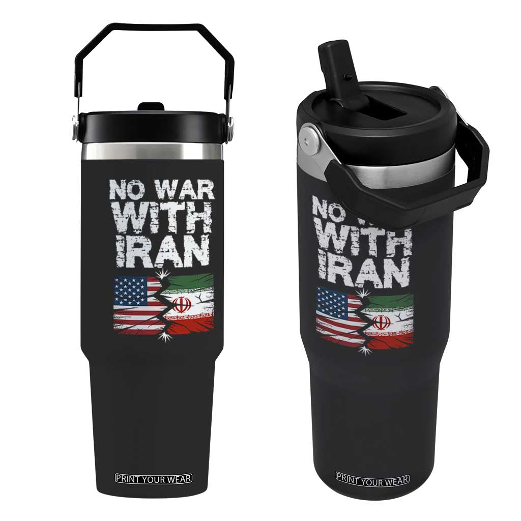 No War With Iran Flip Straw Tumbler Support Iranian People Peace TS12 One Size: 30 oz Black Print Your Wear