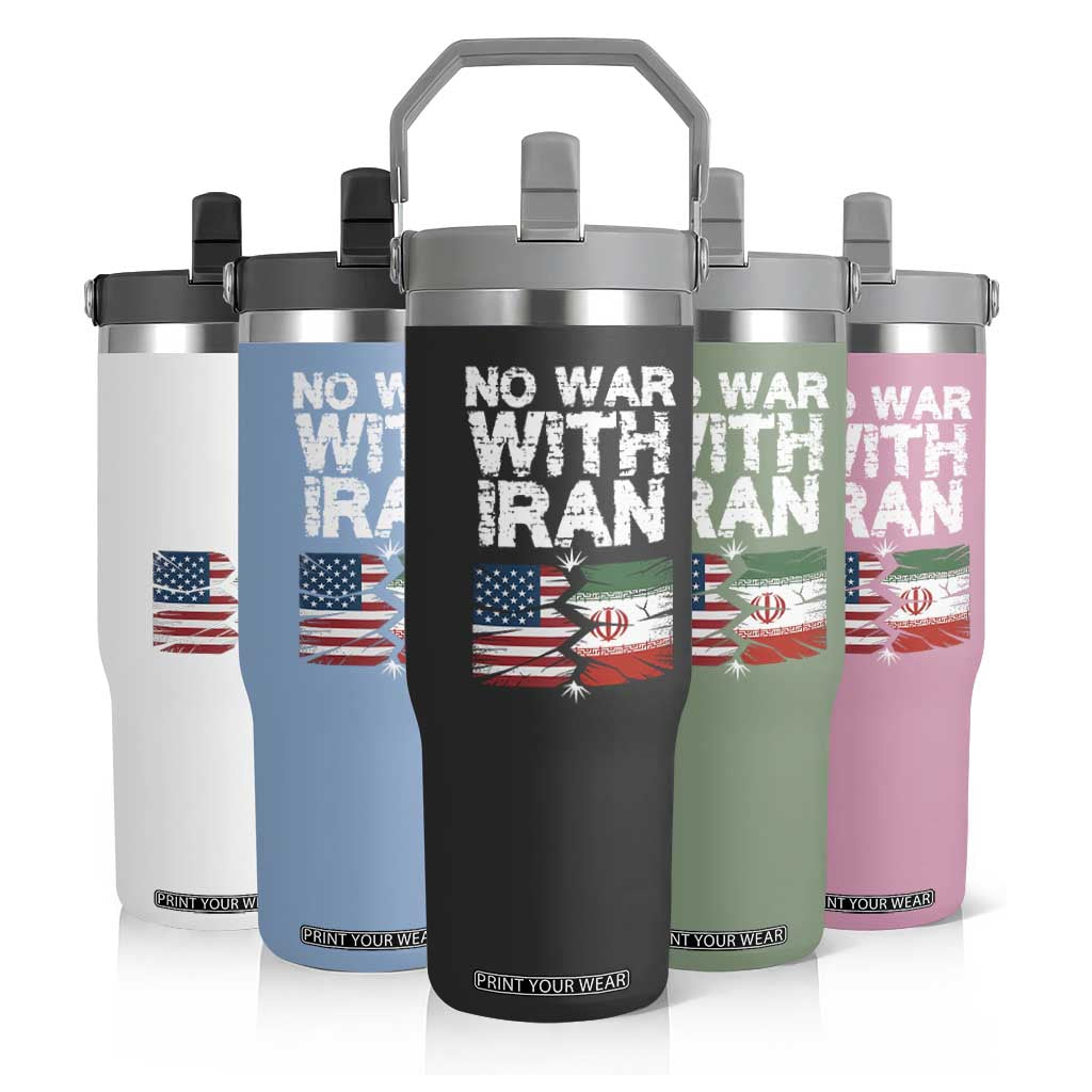 No War With Iran Flip Straw Tumbler Support Iranian People Peace TS12 Print Your Wear