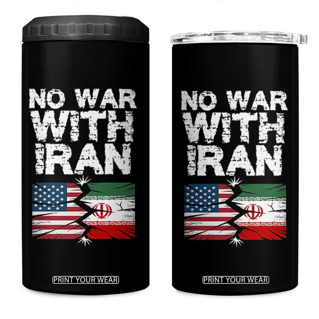 No War With Iran 4 in 1 Can Cooler Tumbler Support Iranian People Peace TS12 One Size: 16 oz Black Print Your Wear