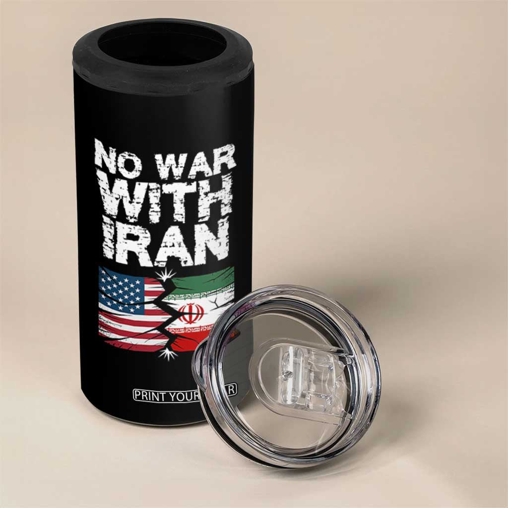 No War With Iran 4 in 1 Can Cooler Tumbler Support Iranian People Peace TS12 Print Your Wear