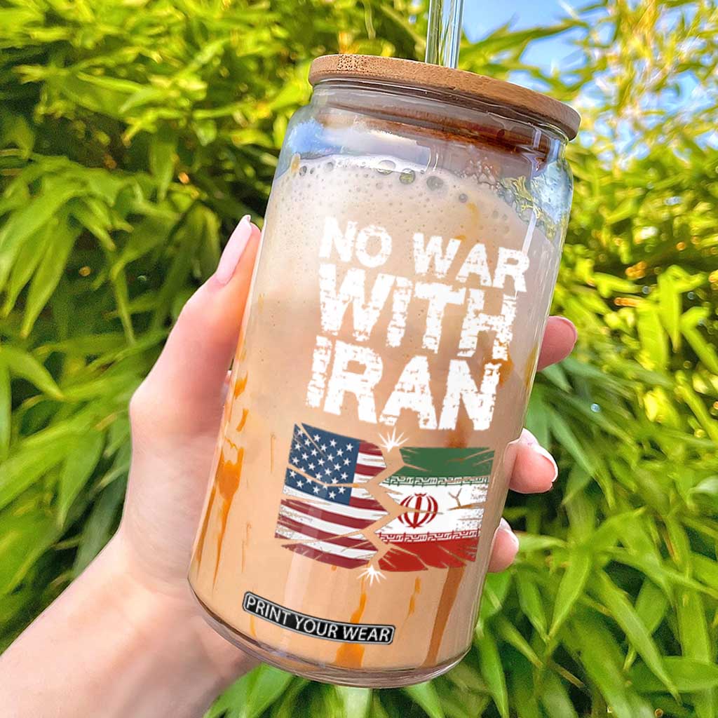 No War With Iran Glass Can Support Iranian People Peace TS12 Black Print Your Wear