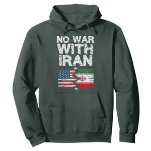 No War With Iran Hoodie Support Iranian People Peace TS12 Dark Forest Green Print Your Wear