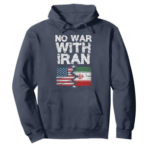 No War With Iran Hoodie Support Iranian People Peace TS12 Navy Print Your Wear