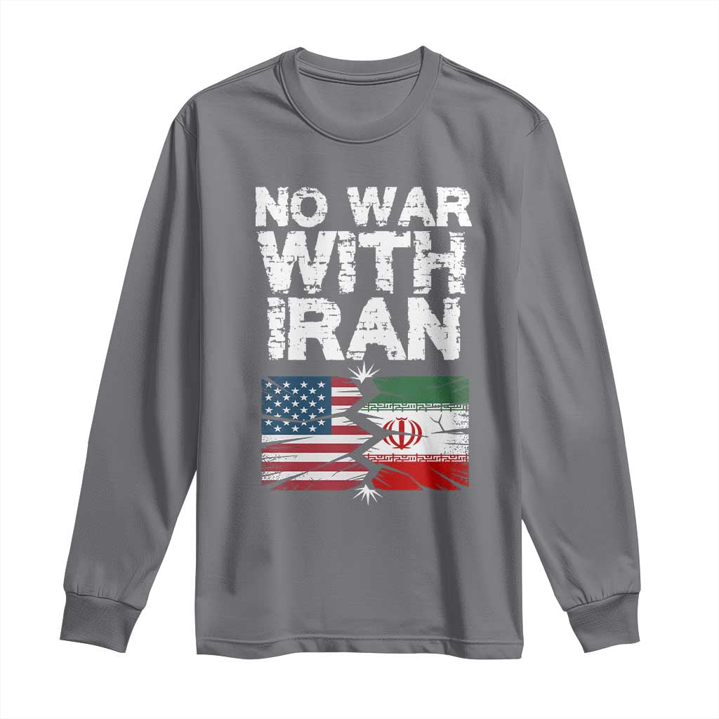 No War With Iran Long Sleeve Shirt Support Iranian People Peace TS12 Charcoal Print Your Wear