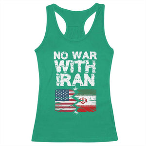 No War With Iran Racerback Tank Top Support Iranian People Peace TS12 Irish Green Print Your Wear
