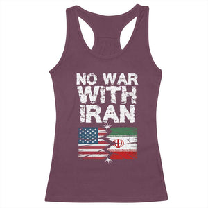 No War With Iran Racerback Tank Top Support Iranian People Peace TS12 Maroon Print Your Wear