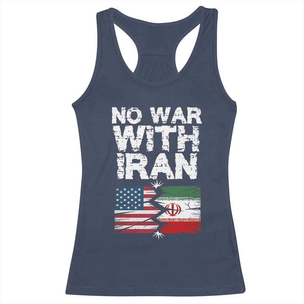 No War With Iran Racerback Tank Top Support Iranian People Peace TS12 Navy Print Your Wear