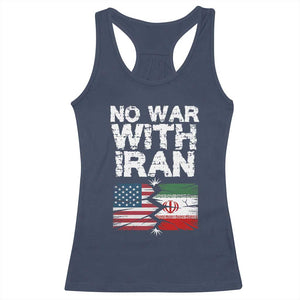 No War With Iran Racerback Tank Top Support Iranian People Peace TS12 Navy Print Your Wear