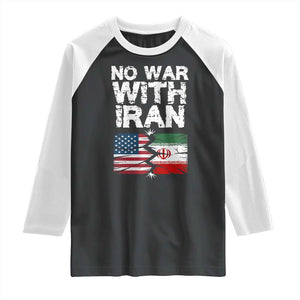 No War With Iran Raglan Shirt Support Iranian People Peace TS12 Black White Print Your Wear