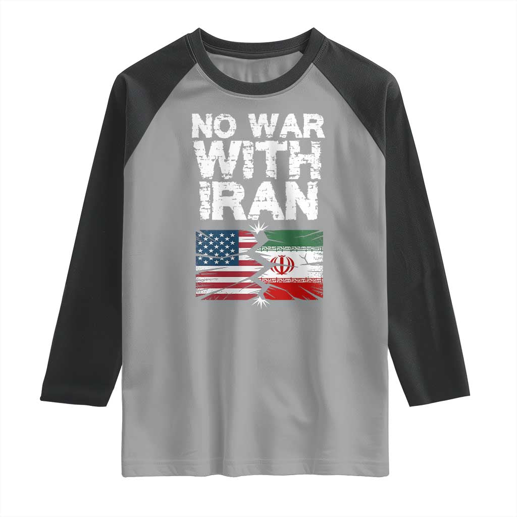 No War With Iran Raglan Shirt Support Iranian People Peace TS12 Sport Gray Black Print Your Wear