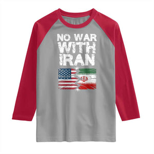 No War With Iran Raglan Shirt Support Iranian People Peace TS12 Sport Gray Red Print Your Wear