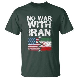 No War With Iran T Shirt Support Iranian People Peace TS12 Dark Forest Green Print Your Wear