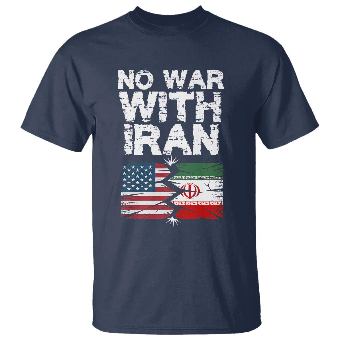 No War With Iran T Shirt Support Iranian People Peace TS12 Navy Print Your Wear