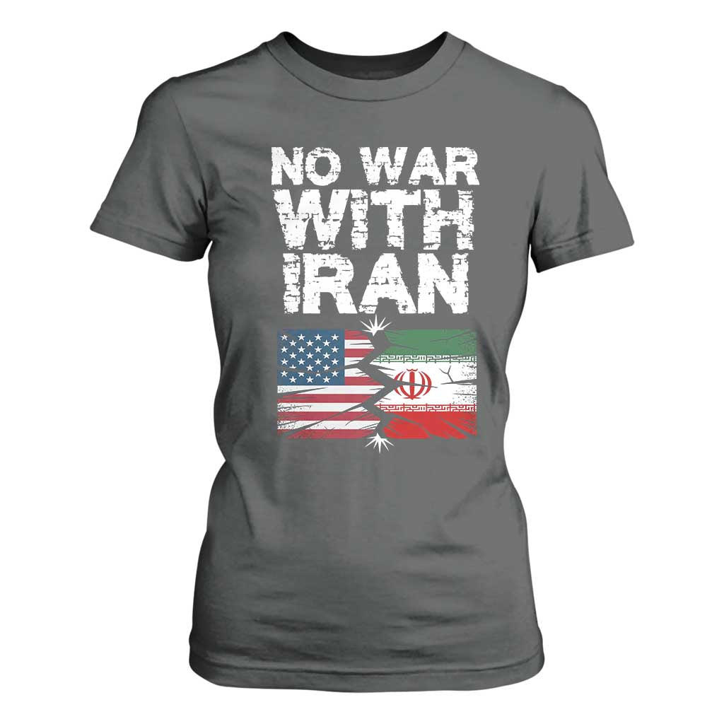 No War With Iran T Shirt For Women Support Iranian People Peace TS12 Dark Heather Print Your Wear