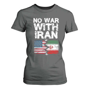 No War With Iran T Shirt For Women Support Iranian People Peace TS12 Dark Heather Print Your Wear