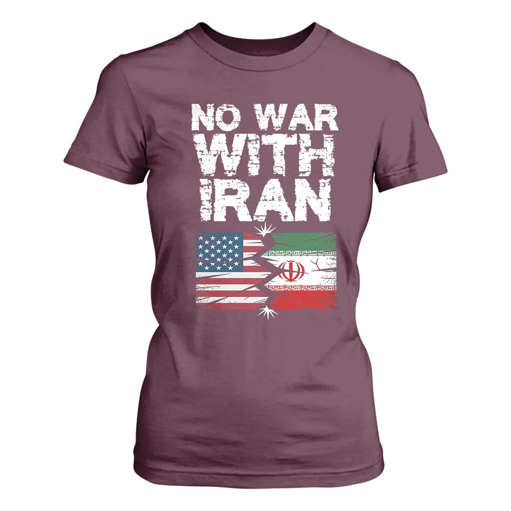 No War With Iran T Shirt For Women Support Iranian People Peace TS12 Maroon Print Your Wear