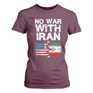 No War With Iran T Shirt For Women Support Iranian People Peace TS12 Maroon Print Your Wear