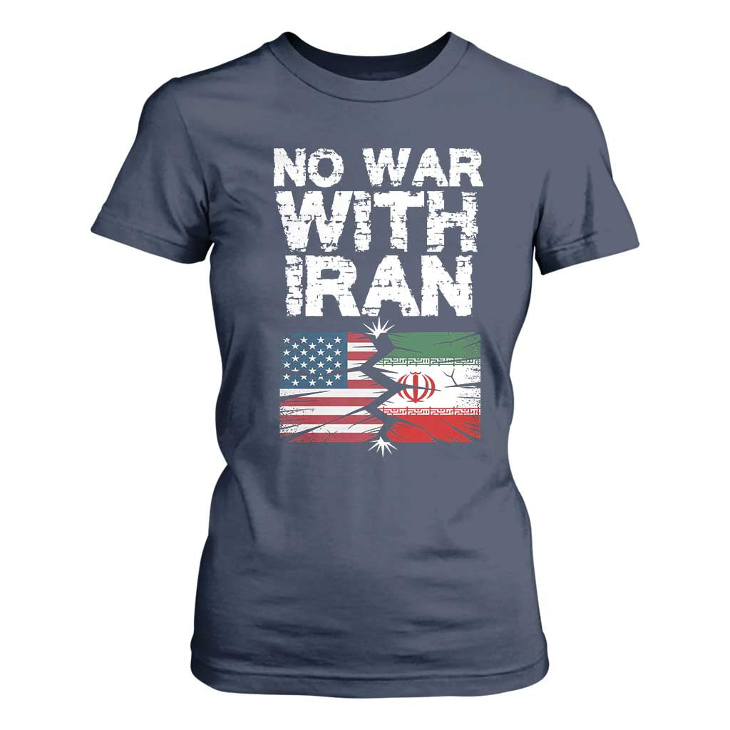 No War With Iran T Shirt For Women Support Iranian People Peace TS12 Navy Print Your Wear