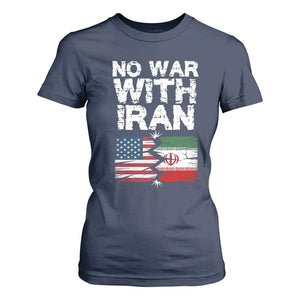 No War With Iran T Shirt For Women Support Iranian People Peace TS12 Navy Print Your Wear