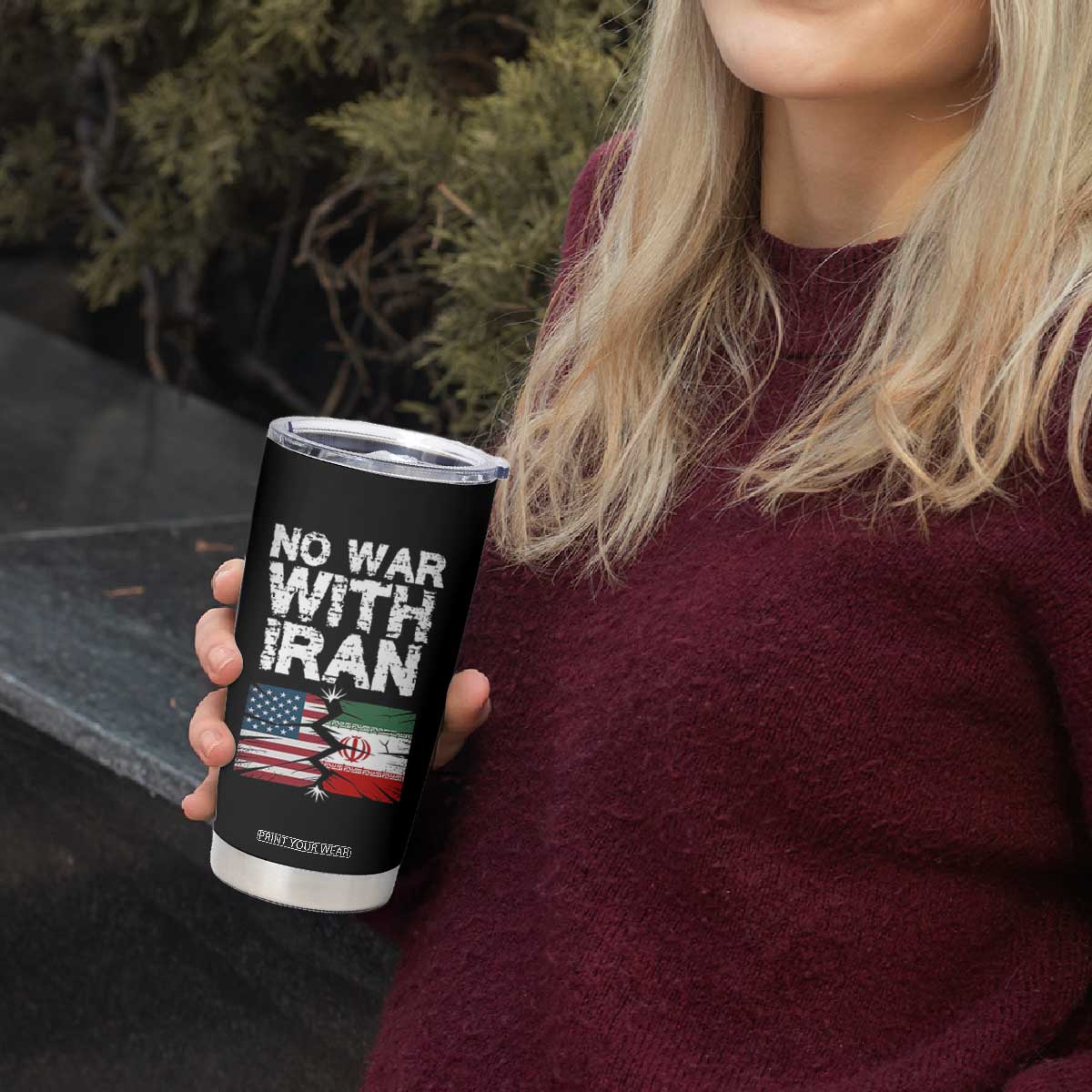 No War With Iran Tumbler Cup Support Iranian People Peace TS12 Print Your Wear