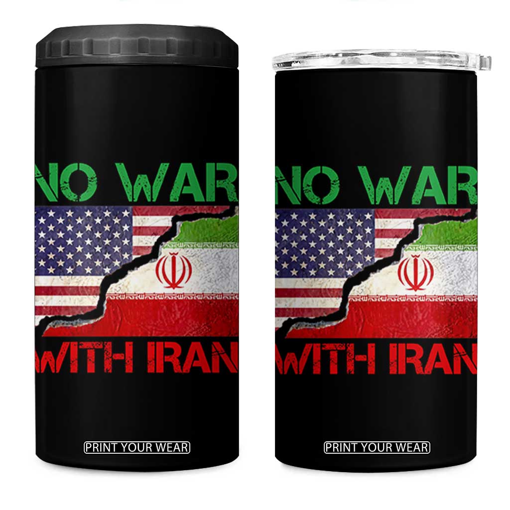No War With Iran 4 in 1 Can Cooler Tumbler Middle East Freedom TS12 One Size: 16 oz Black Print Your Wear