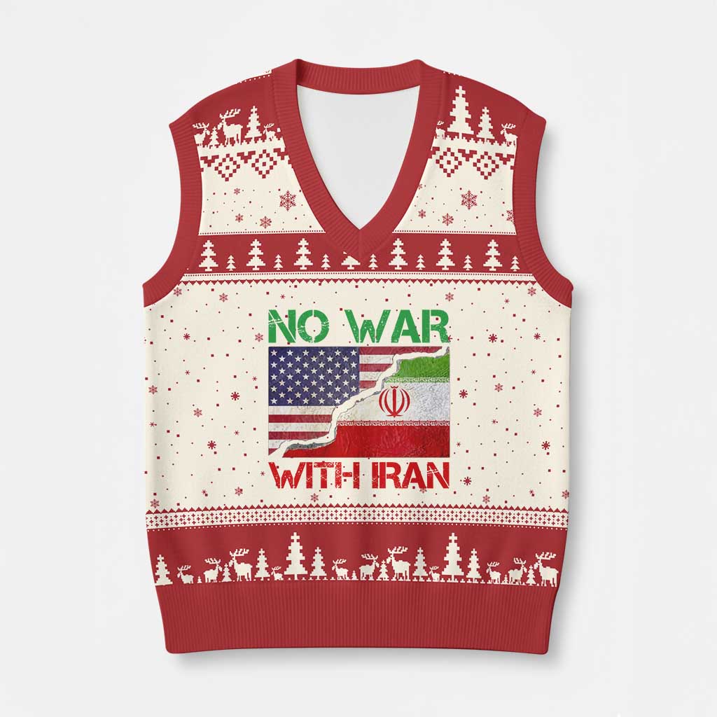 No War With Iran V-Neck Knit Sweater Vest Middle East Freedom TS12 Beige Red Print Your Wear