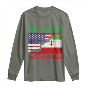 No War With Iran Long Sleeve Shirt Middle East Freedom TS12 Military Green Print Your Wear