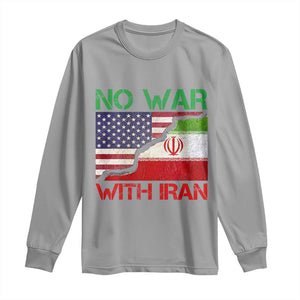 No War With Iran Long Sleeve Shirt Middle East Freedom TS12 Sport Gray Print Your Wear
