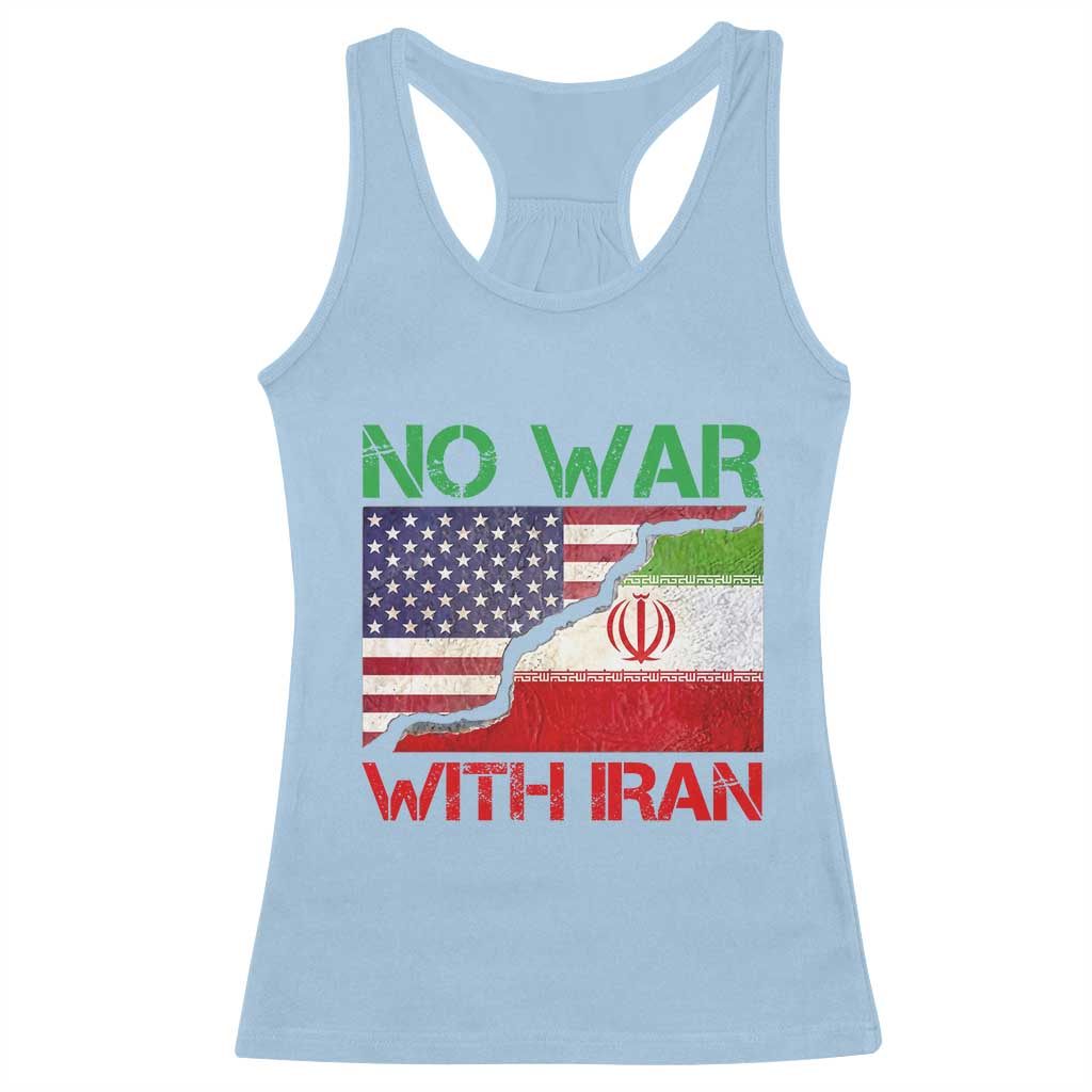 No War With Iran Racerback Tank Top Middle East Freedom TS12 Light Blue Print Your Wear