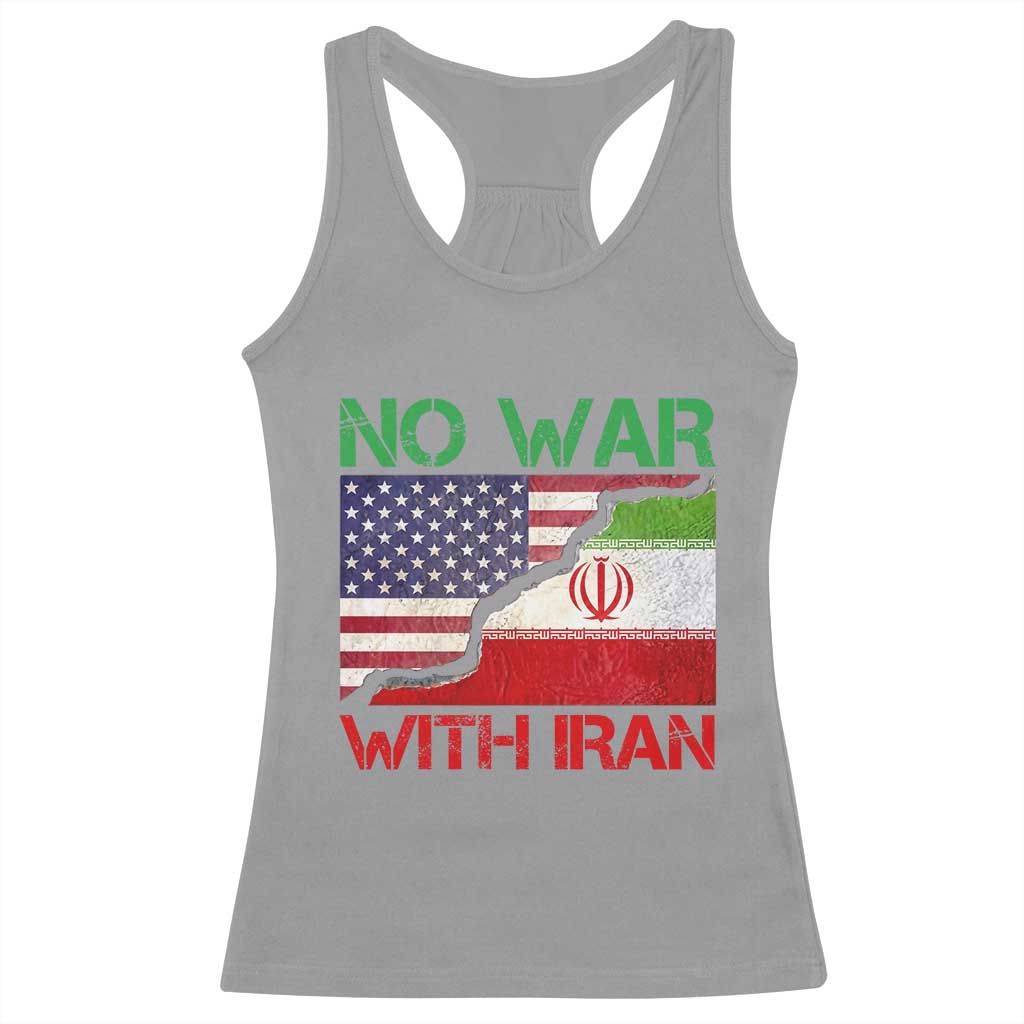 No War With Iran Racerback Tank Top Middle East Freedom TS12 Sport Gray Print Your Wear