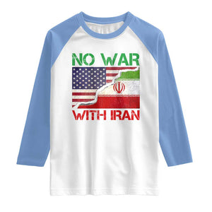 No War With Iran Raglan Shirt Middle East Freedom TS12 White Carolina Blue Print Your Wear