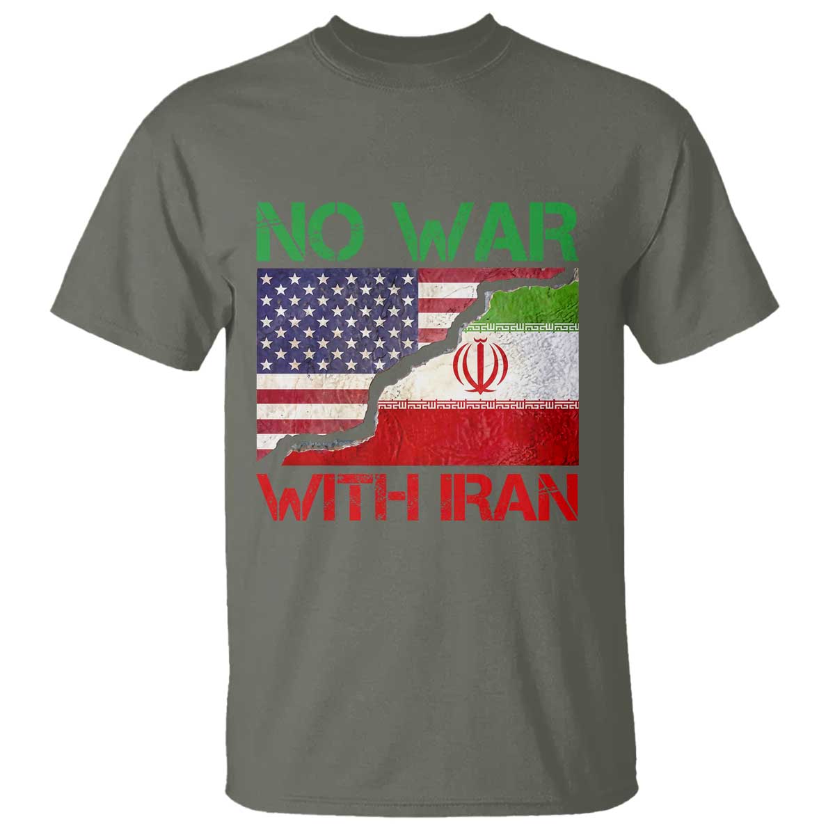 No War With Iran T Shirt Middle East Freedom TS12 Military Green Print Your Wear