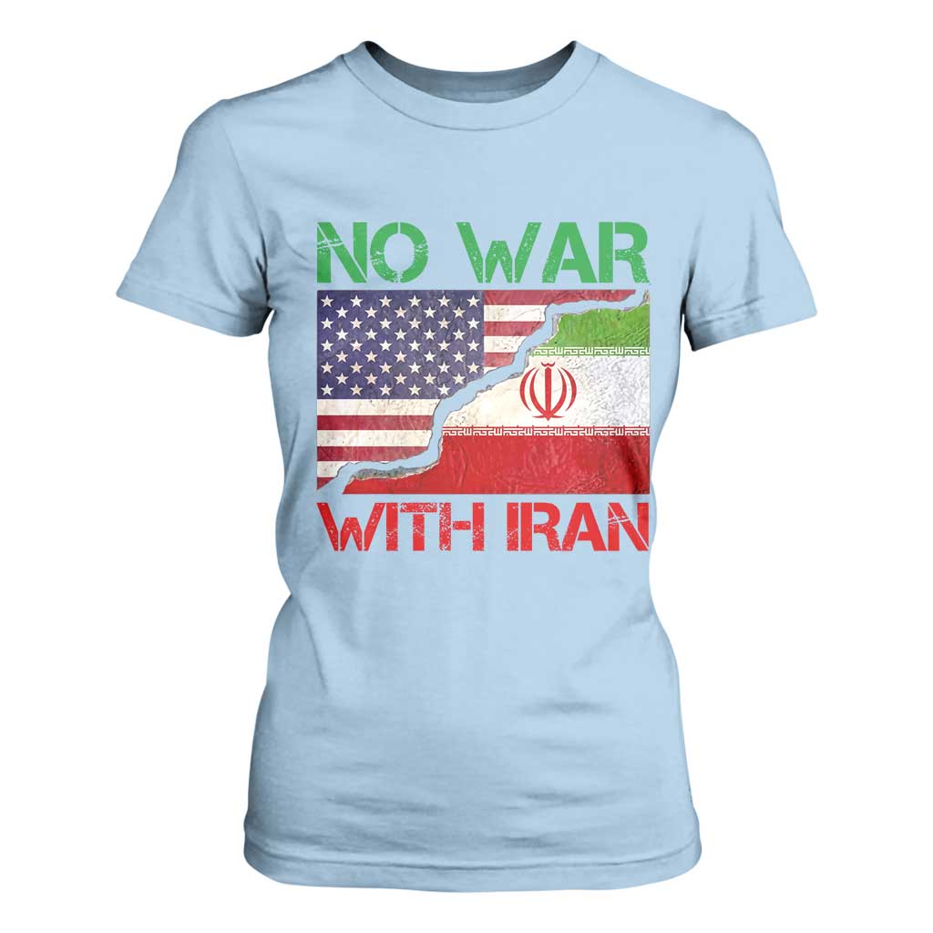 No War With Iran T Shirt For Women Middle East Freedom TS12 Light Blue Print Your Wear